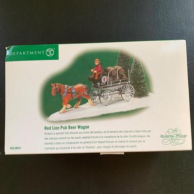 LOT 119 M: Department 56 Dickens Village Series "Horses At The Lampguard" & NIP "Red Lion Pub Beer Wagon"