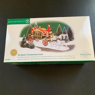 LOT 120 M: Department 56 Heritage Village Collection "Holiday Coach" & Dickens Village Series "The Queen's...
