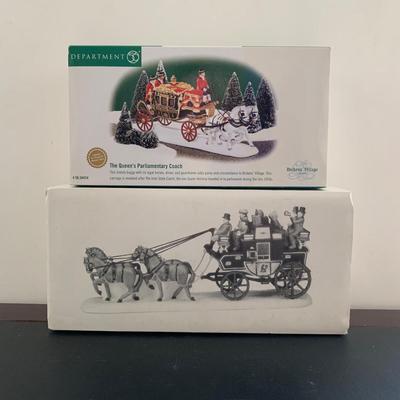 LOT 120 M: Department 56 Heritage Village Collection "Holiday Coach" & Dickens Village Series "The Queen's...