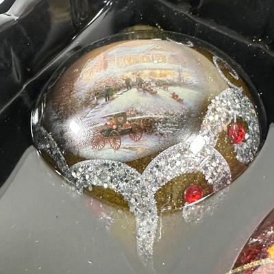 LOT 123U: Thomas Kinkade Light Up Painting, Tree Ornaments & More!