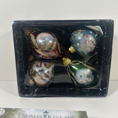 LOT 123U: Thomas Kinkade Light Up Painting, Tree Ornaments & More!