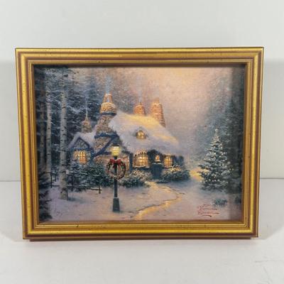 LOT 123U: Thomas Kinkade Light Up Painting, Tree Ornaments & More!