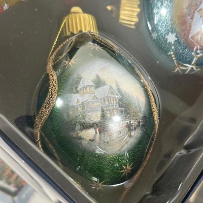 LOT 123U: Thomas Kinkade Light Up Painting, Tree Ornaments & More!