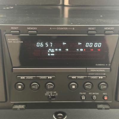 LOT 129U: Sony Stereo Cassette Deck TC-WE475, Yamaha Stereo Receiver RX797 & Polk Audio Speakers
