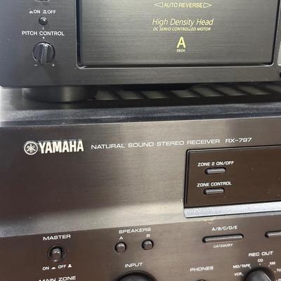 LOT 129U: Sony Stereo Cassette Deck TC-WE475, Yamaha Stereo Receiver RX797 & Polk Audio Speakers