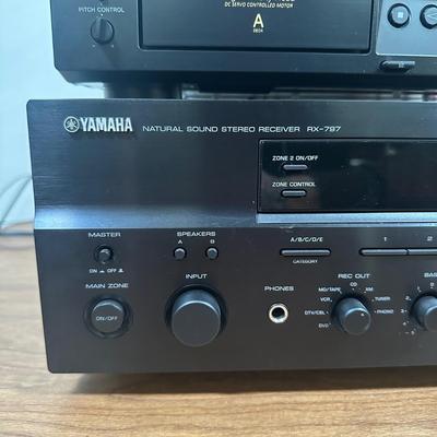 LOT 129U: Sony Stereo Cassette Deck TC-WE475, Yamaha Stereo Receiver RX797 & Polk Audio Speakers