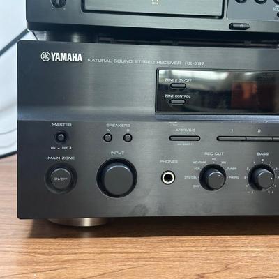 LOT 129U: Sony Stereo Cassette Deck TC-WE475, Yamaha Stereo Receiver RX797 & Polk Audio Speakers
