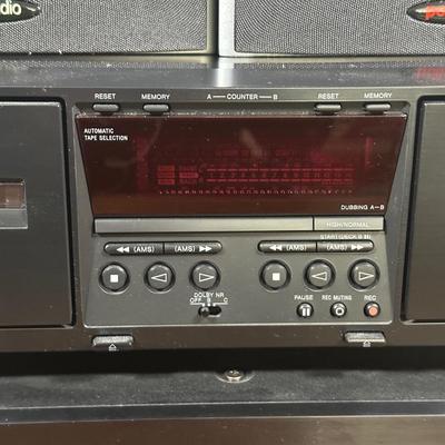 LOT 129U: Sony Stereo Cassette Deck TC-WE475, Yamaha Stereo Receiver RX797 & Polk Audio Speakers