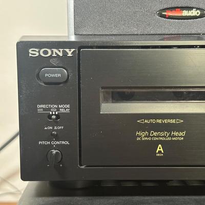 LOT 129U: Sony Stereo Cassette Deck TC-WE475, Yamaha Stereo Receiver RX797 & Polk Audio Speakers