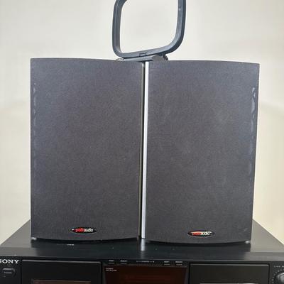 LOT 129U: Sony Stereo Cassette Deck TC-WE475, Yamaha Stereo Receiver RX797 & Polk Audio Speakers