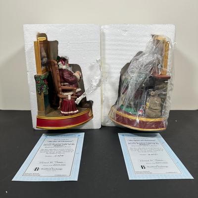 LOT 134U: The Bradford Exchange/Thomas Kinkade Light Up The Holidays Sculptures - The Joy/The Spirit Of Christmas