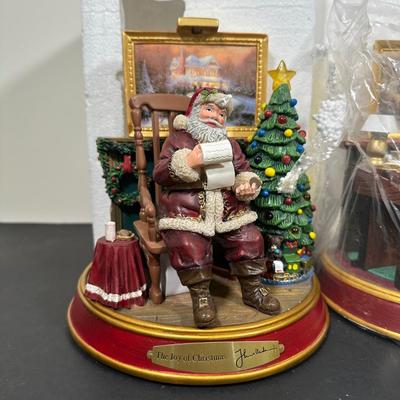 LOT 134U: The Bradford Exchange/Thomas Kinkade Light Up The Holidays Sculptures - The Joy/The Spirit Of Christmas