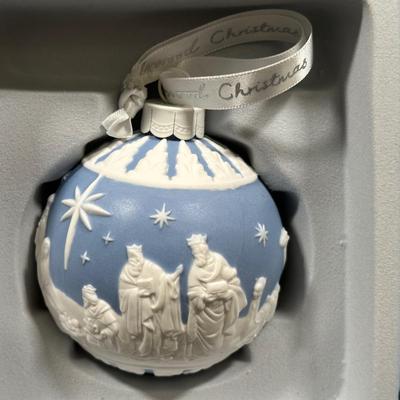 LOT 136U: 2 Wedgwood Christmas Nativity Ornaments & Waterford Angel Ornament