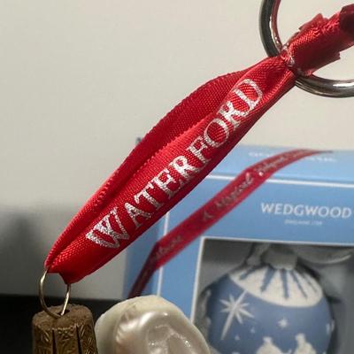 LOT 136U: 2 Wedgwood Christmas Nativity Ornaments & Waterford Angel Ornament