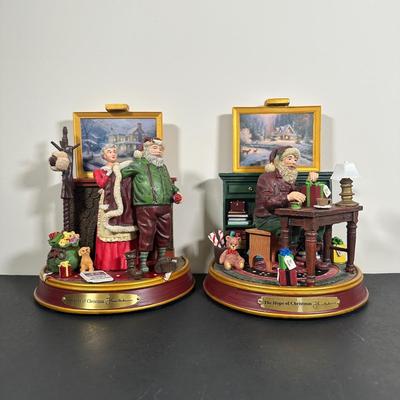 LOT 137U: The Bradford Exchange/Thomas Kinkade Light Up The Holidays Sculptures - The Love/The Hope Of Christmas