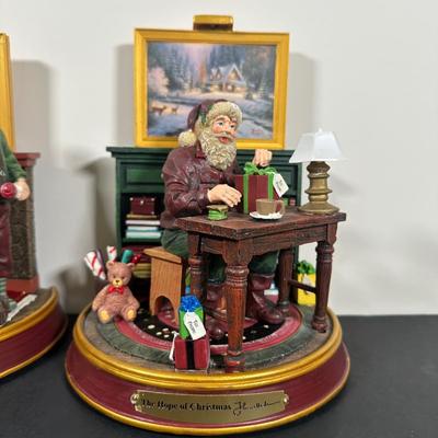 LOT 137U: The Bradford Exchange/Thomas Kinkade Light Up The Holidays Sculptures - The Love/The Hope Of Christmas