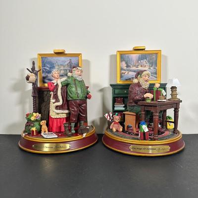 LOT 137U: The Bradford Exchange/Thomas Kinkade Light Up The Holidays Sculptures - The Love/The Hope Of Christmas