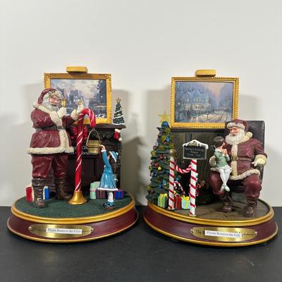 LOT 141U: The Bradford Exchange/Thomas Kinkade Light Up The Holidays Sculptures - The Beauty/The Charity Of Christmas