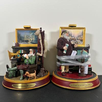 LOT 142U: The Bradford Exchange/Thomas Kinkade Light Up The Holidays Sculptures - The Wonder/The Peace Of Christmas