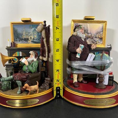 LOT 142U: The Bradford Exchange/Thomas Kinkade Light Up The Holidays Sculptures - The Wonder/The Peace Of Christmas