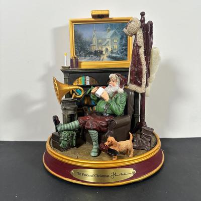 LOT 142U: The Bradford Exchange/Thomas Kinkade Light Up The Holidays Sculptures - The Wonder/The Peace Of Christmas