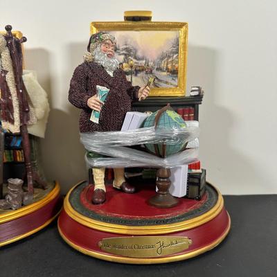 LOT 142U: The Bradford Exchange/Thomas Kinkade Light Up The Holidays Sculptures - The Wonder/The Peace Of Christmas