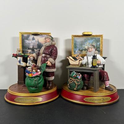 LOT 143U: The Bradford Exchange/Thomas Kinkade Light Up The Holidays Sculptures - The Gift/The Light Of Christmas