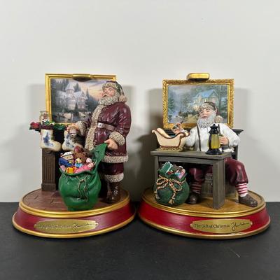 LOT 143U: The Bradford Exchange/Thomas Kinkade Light Up The Holidays Sculptures - The Gift/The Light Of Christmas