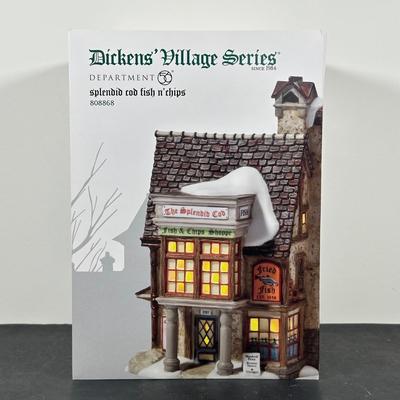LOT 145U: Department 56 Dickens Village Series - E Tipler, Agent For Wine & Spirits, Spelendid Rod Fish n’ Chips & The Leather...