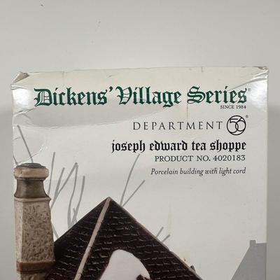 LOT 146U: Department 56 Dickens Village Series - Scrooge & Marley Counting House, Odin R Hicks Fish n’ Chips & Joseph Edward Tea...