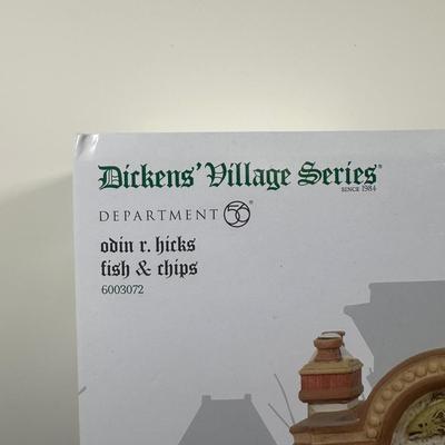 LOT 146U: Department 56 Dickens Village Series - Scrooge & Marley Counting House, Odin R Hicks Fish n’ Chips & Joseph Edward Tea...