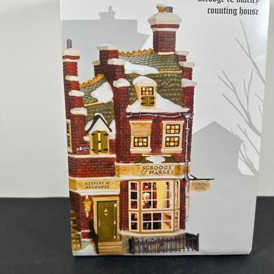 LOT 146U: Department 56 Dickens Village Series - Scrooge & Marley Counting House, Odin R Hicks Fish n’ Chips & Joseph Edward Tea...