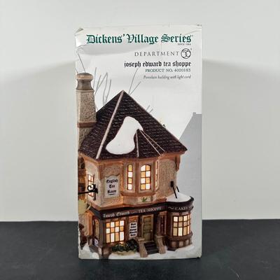 LOT 146U: Department 56 Dickens Village Series - Scrooge & Marley Counting House, Odin R Hicks Fish n’ Chips & Joseph Edward Tea...
