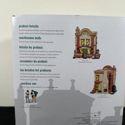 LOT 146U: Department 56 Dickens Village Series - Scrooge & Marley Counting House, Odin R Hicks Fish n’ Chips & Joseph Edward Tea...