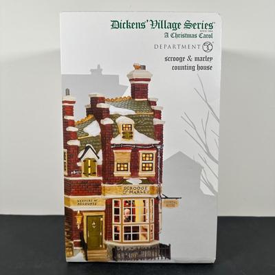 LOT 146U: Department 56 Dickens Village Series - Scrooge & Marley Counting House, Odin R Hicks Fish n’ Chips & Joseph Edward Tea...