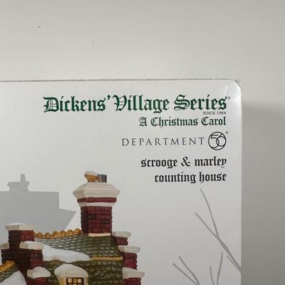 LOT 146U: Department 56 Dickens Village Series - Scrooge & Marley Counting House, Odin R Hicks Fish n’ Chips & Joseph Edward Tea...