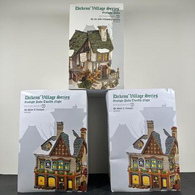 LOT 148U: Department 56 Dickens Village Series - The Swan & Trumpet & The Six Jolly Fellowship Porters