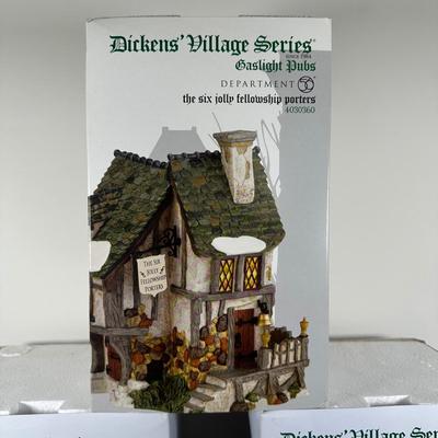LOT 148U: Department 56 Dickens Village Series - The Swan & Trumpet & The Six Jolly Fellowship Porters