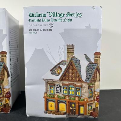 LOT 148U: Department 56 Dickens Village Series - The Swan & Trumpet & The Six Jolly Fellowship Porters