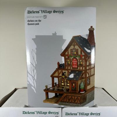 LOT 149U: Department 56 Dickens Village Series - Chelsea On The Thames Pup, The Hansom Rab Co. & Marshalsea Debtors Prison