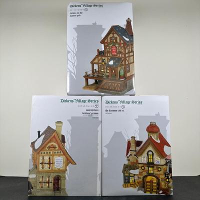 LOT 149U: Department 56 Dickens Village Series - Chelsea On The Thames Pup, The Hansom Rab Co. & Marshalsea Debtors Prison