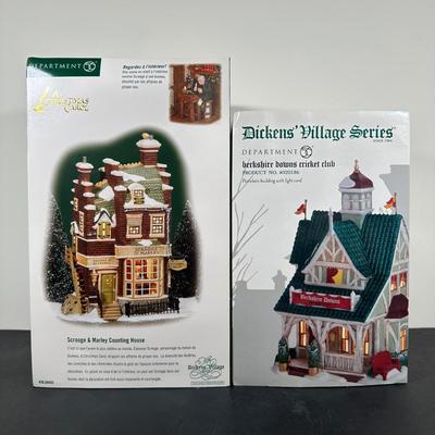 LOT 150U: Department 56 Dickens Village Series - Berkshire Downs Cricket Club & Scrooge & Marley Counting House