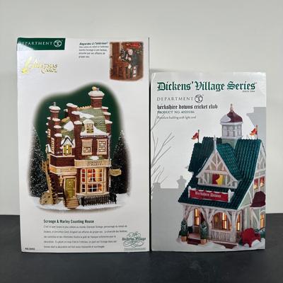 LOT 150U: Department 56 Dickens Village Series - Berkshire Downs Cricket Club & Scrooge & Marley Counting House