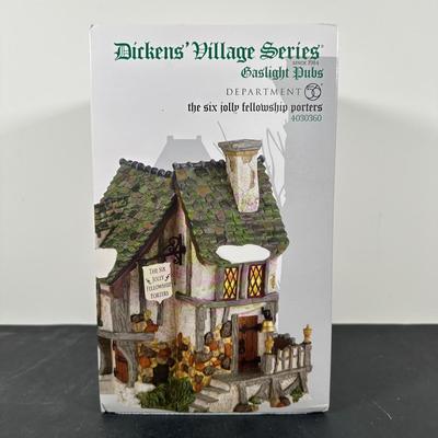 LOT 151U: Department 56 Dickens Village Series - The Six Jolly Fellowship Porters, Ink & Pen Co & The Dukes Wheel Cheese Shoppe