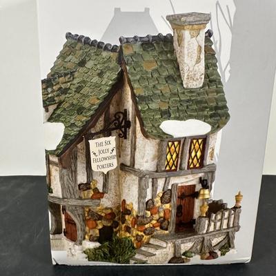 LOT 151U: Department 56 Dickens Village Series - The Six Jolly Fellowship Porters, Ink & Pen Co & The Dukes Wheel Cheese Shoppe