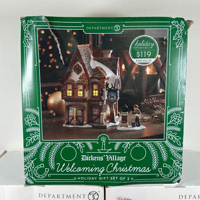 LOT 155U: Department 56 Dickens Village Series - Welcoming Christmas & The Smoking Bishop
