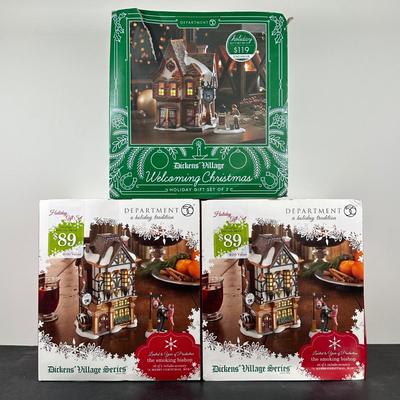 LOT 155U: Department 56 Dickens Village Series - Welcoming Christmas & The Smoking Bishop