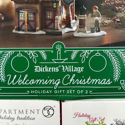 LOT 155U: Department 56 Dickens Village Series - Welcoming Christmas & The Smoking Bishop
