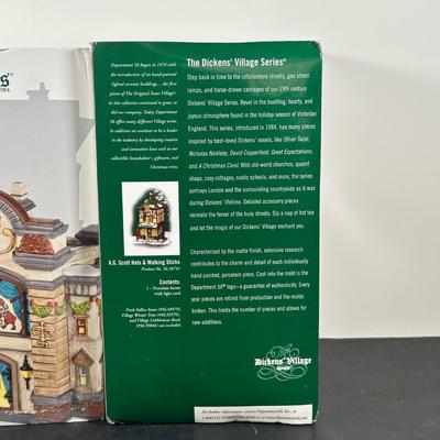 LOT 156U: Department 56 Dickens Village Series - A.G. Scott Hats & Walking Sticks, Punch & Judy Theater & The Old Curiosity Shop