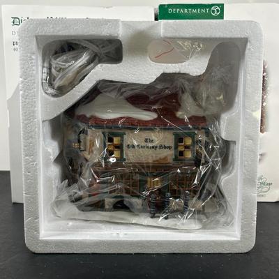 LOT 156U: Department 56 Dickens Village Series - A.G. Scott Hats & Walking Sticks, Punch & Judy Theater & The Old Curiosity Shop